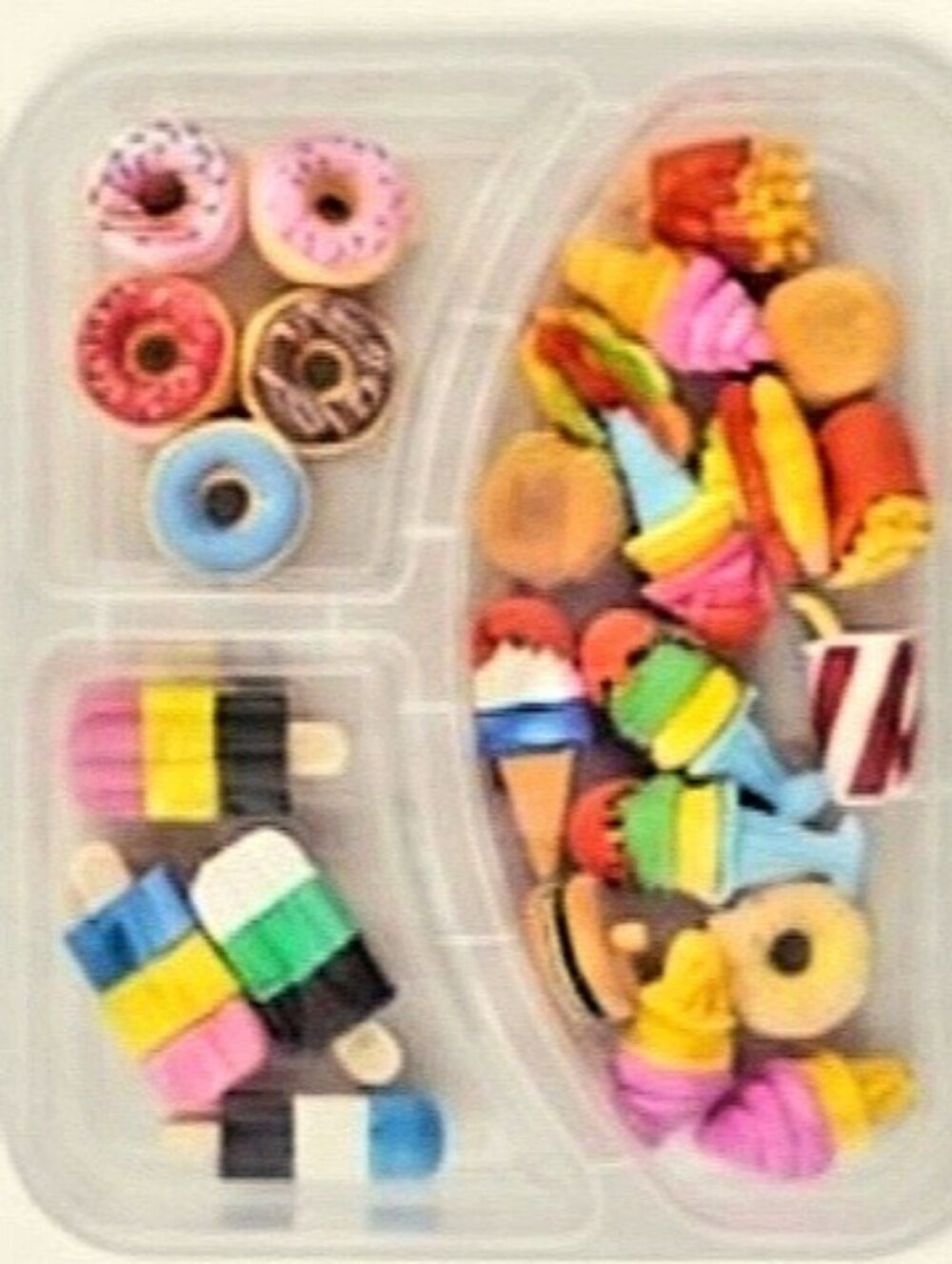 Fun Food Eraser Kit -  🍎🍇🍔🧀🫑🥕 - Picture 2 of 3